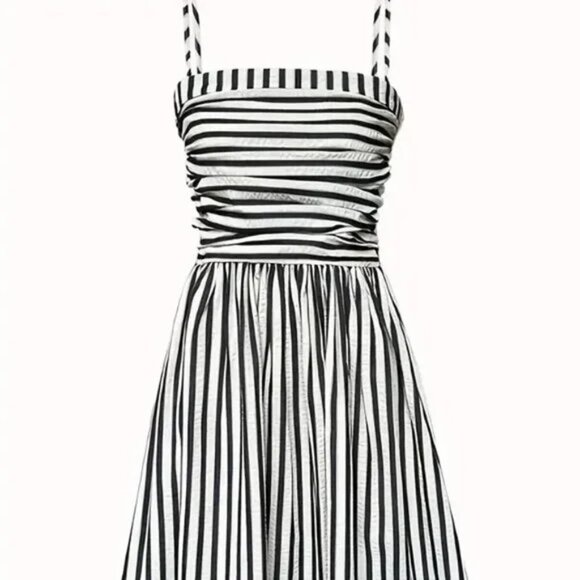 Striped Black & White Maxi Dress - Picture 2 of 5